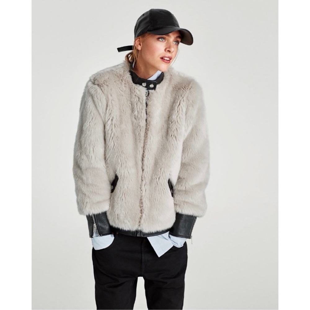 Zara Faux Fur Bomber Jacket